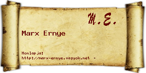 Marx Ernye névjegykártya